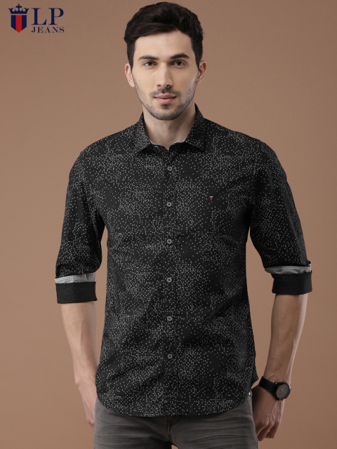 

Louis Philippe Jeans Men Black Super Slim Fit Printed Casual Shirt