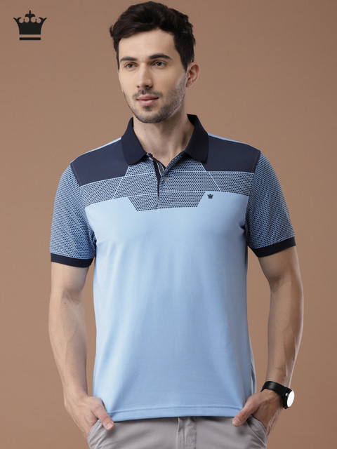 

Louis Philippe Men Blue Printed Polo Collar T-shirt