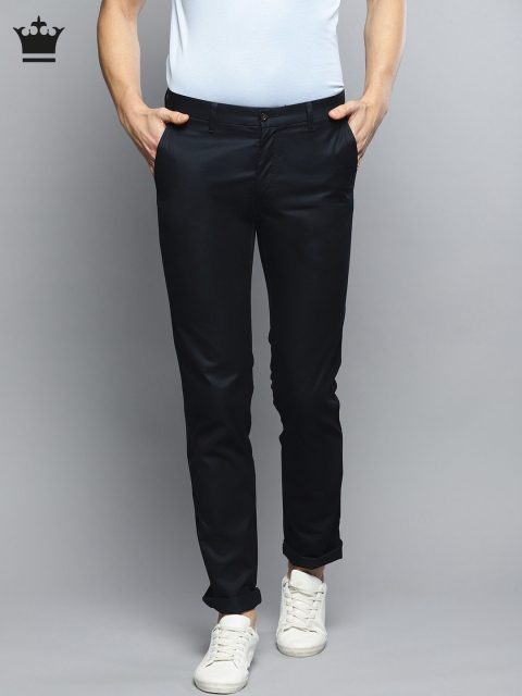 

Louis Philippe Men Navy Low Rise Slim Fit Solid Regular Trousers, Navy blue