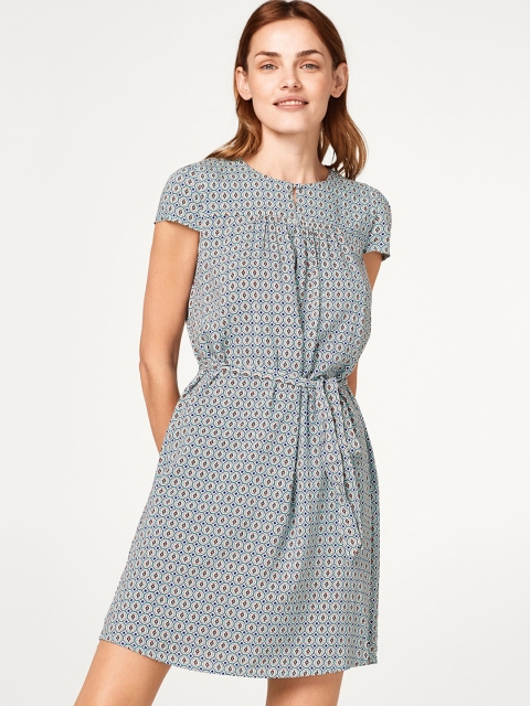 

ESPRIT Women Green Printed A-Line Dress