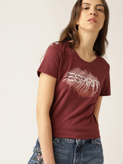 

ESPRIT Women Rust Red Printed Round Neck T-shirt