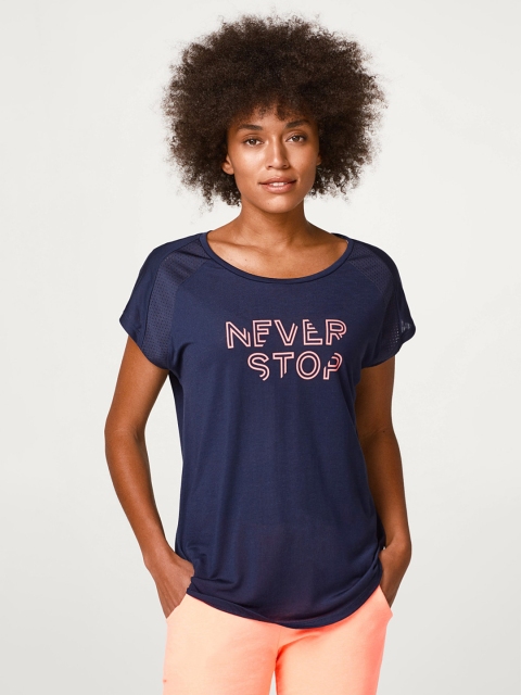 

ESPRIT Women Navy Blue Printed Top