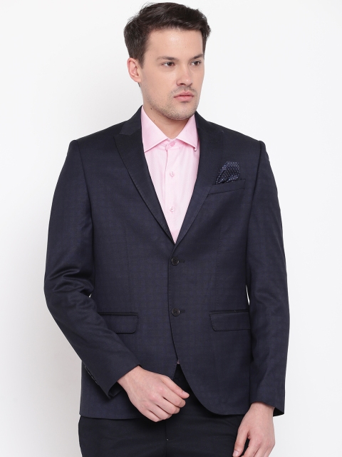

Blackberrys Navy Blue Single-Breasted Slim Fit Formal Blazer