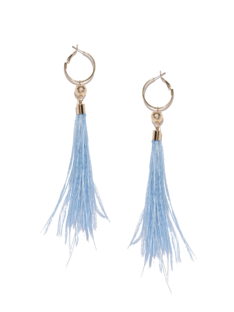 

Accessorize Gold-Toned & Blue Tasselled Hoop Earrings