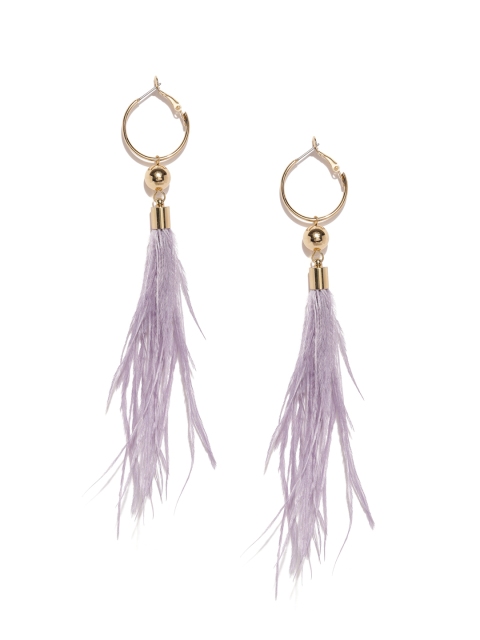 

Accessorize Gold-Toned & Lavender Tasselled Hoop Earrings