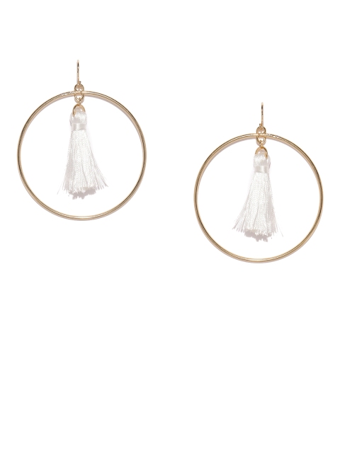 

Accessorize Gold-Toned & White Circular Drop Earrings