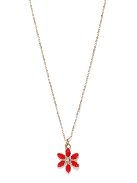 

Accessorize Women Gold-Toned & Red Floral Shaped Pendant with Chain