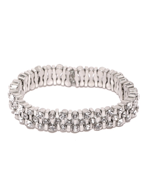 

Accessorize Silver-Toned & White Embellished & Elasticated Bracelet