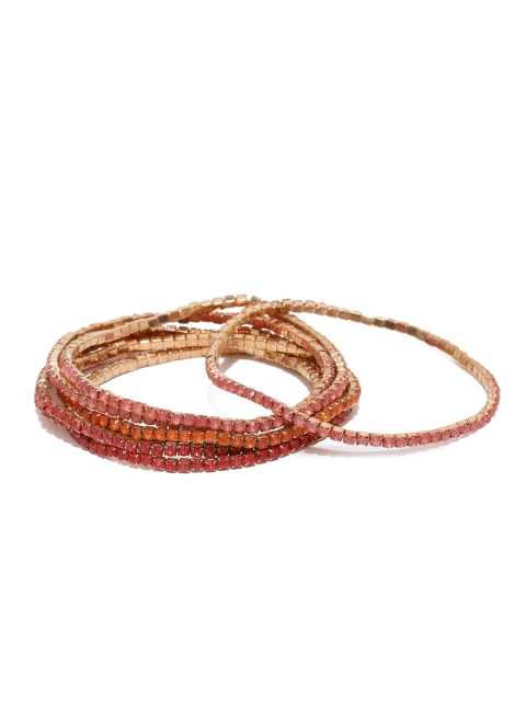 

Accessorize Set of 7 Beaded Elasticated Bracelet, Pink
