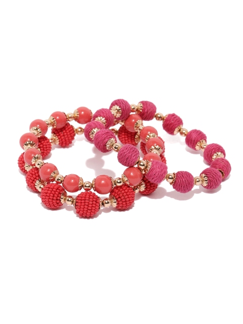 

Accessorize Set of 3 Ceramic Beaded Elasticated Bracelet, Pink