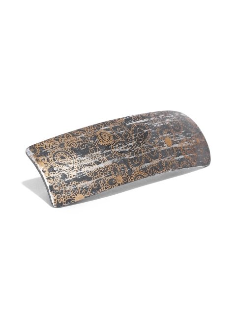 

Accessorize Black & Gold-Toned Printed Barrete