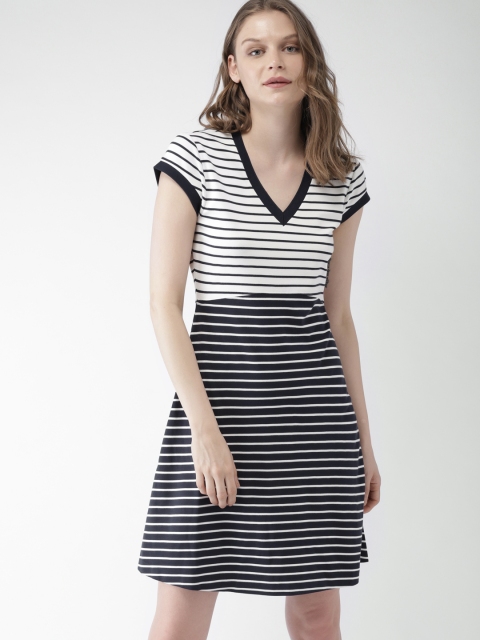 

Tommy Hilfiger Women Navy Blue Striped A-Line Dress