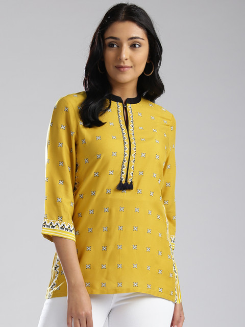 

W Women Mustard Yellow Printed Top