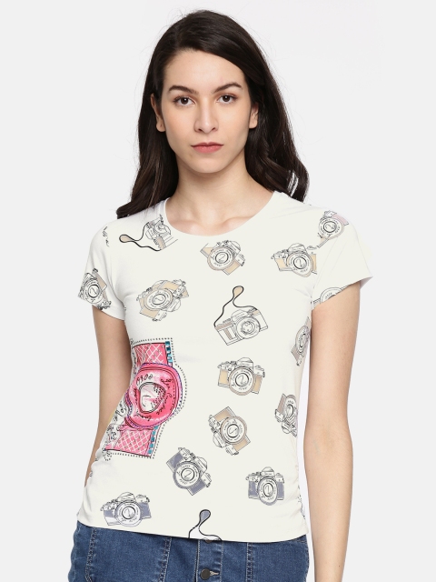 

Lee Cooper Women Off-White Printed Round Neck T-shirt
