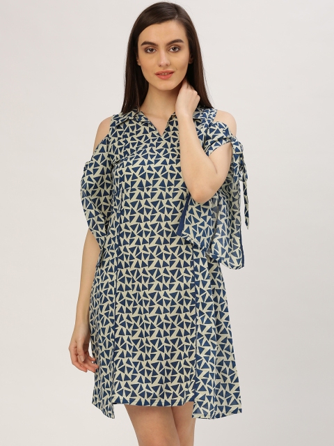 

Jaipur Kurti Women Blue Printed A-Line Dress