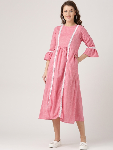 

Jaipur Kurti Women Pink Solid Fit and Flare Dress