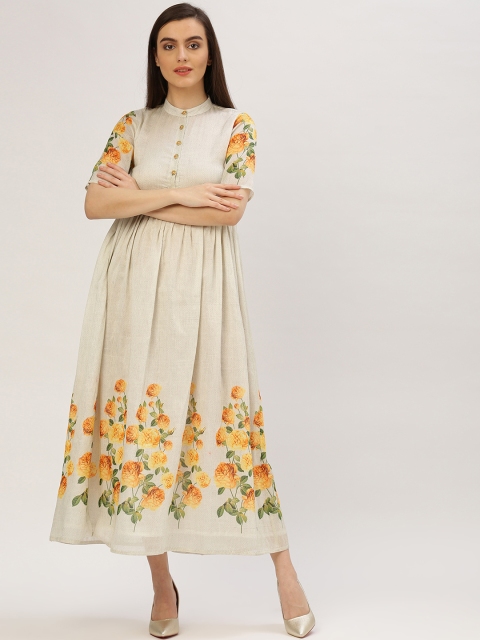 

Jaipur Kurti Women Off-White Printed Fit and Flare Dress