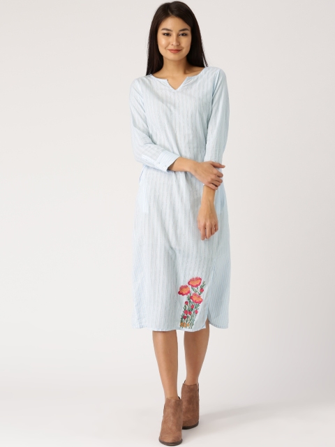 

Jaipur Kurti Women Blue Striped A-Line Dress