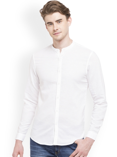 

Globus Men White Slim Fit Solid Casual Shirt