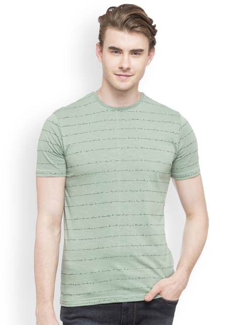 

Globus Men Green Printed Slim Fit Round Neck T-shirt