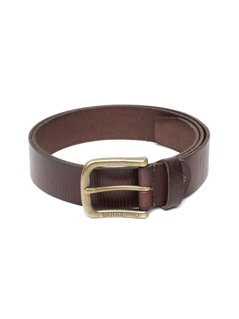 

Woodland Men Brown Leather Textured Belt