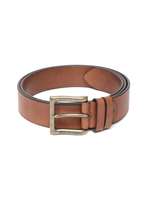 

Woodland Men Tan Brown Leather Solid Belt