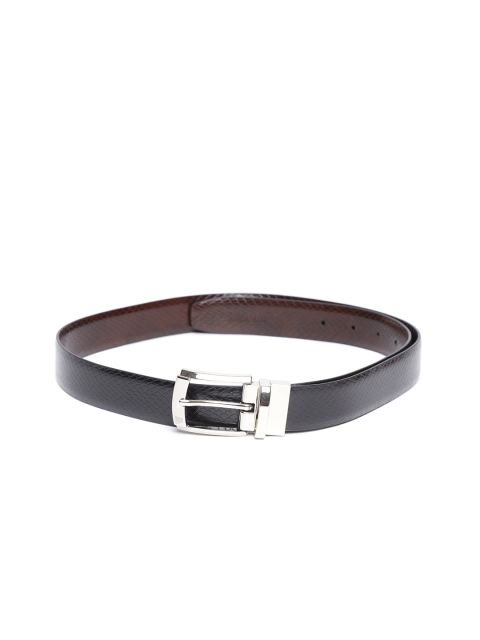 

Woodland Men Black & Coffee Brown Snakeskin Textured Reversible Leather Belt