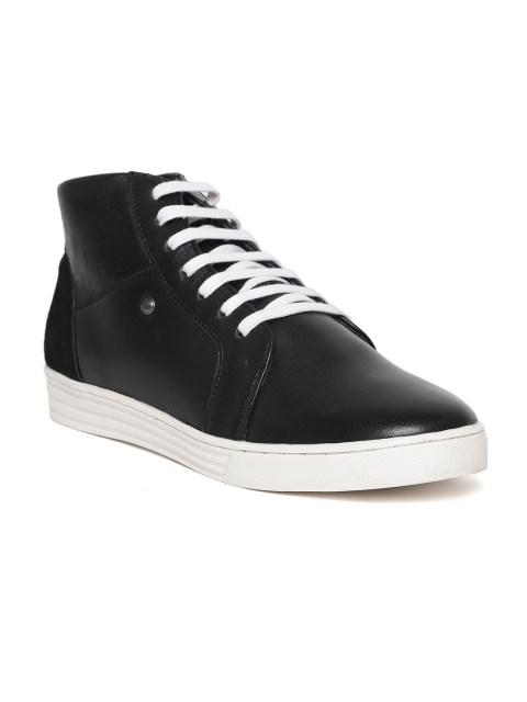 numero-uno-men-black-solid-leather-mid-top-sneakers