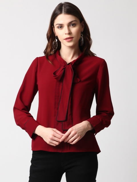 

Marie Claire Women Maroon Solid Casual Shirt