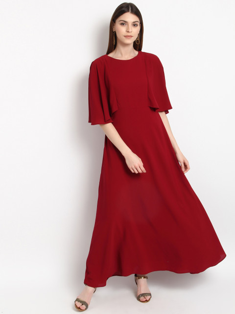 

RARE Women Maroon Solid Maxi Dress