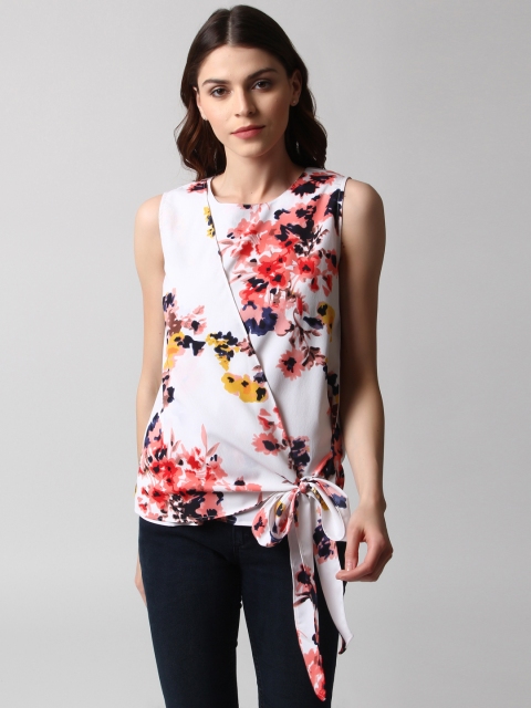 

RARE Women White Floral Printed Top