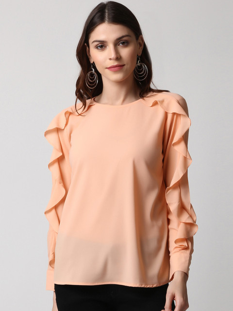 

RARE Women Peach-Coloured Solid Top