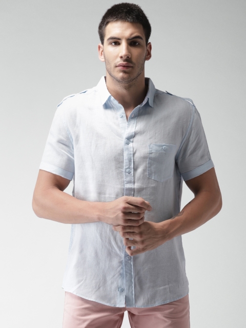 

Celio Men Blue Solid Regular Fit Casual Linen Sustainable Shirt