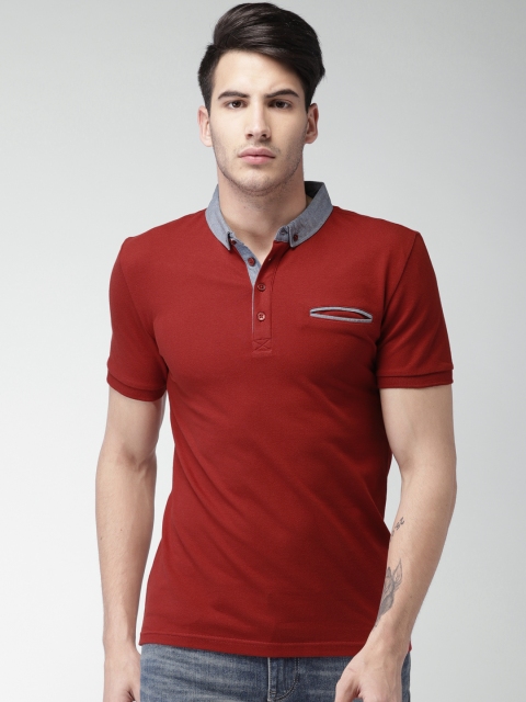 

Celio Men Red Solid Polo Collar T-shirt