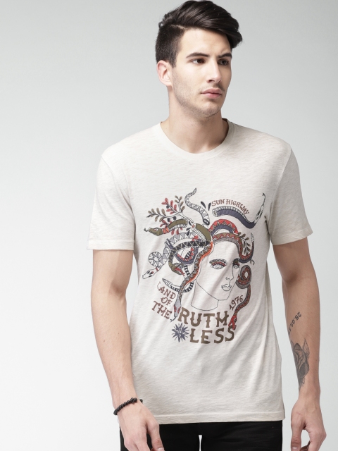

Celio Men Beige Printed Round Neck T-shirt