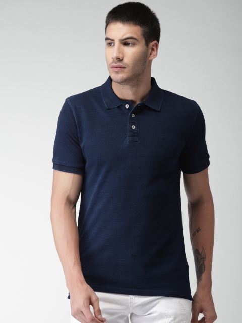 

Celio Men Blue Solid Polo Collar T-shirt, Navy blue