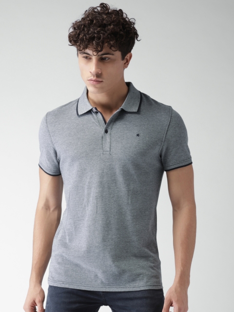 

Celio Men Grey Melange Solid Polo Collar T-shirt