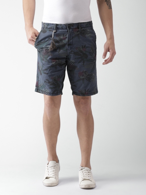 

Celio Men Blue Printed Regular Fit Chino Shorts