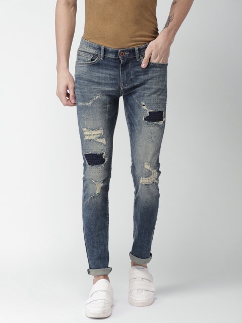 

Celio Men Blue Slim Fit Mid-Rise Highly Distressed Stretchable Jeans
