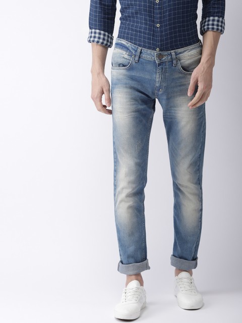 

Celio Men Blue Slim Fit Mid-Rise Low Distressed Stretchable Jeans
