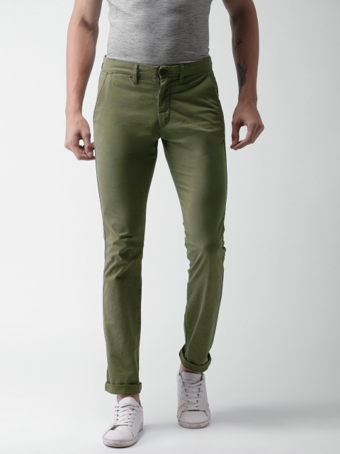 

Celio Men Olive Green Slim Fit Solid Chinos