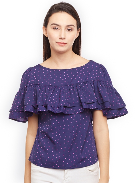 

Ruhaans Women Blue Printed Top