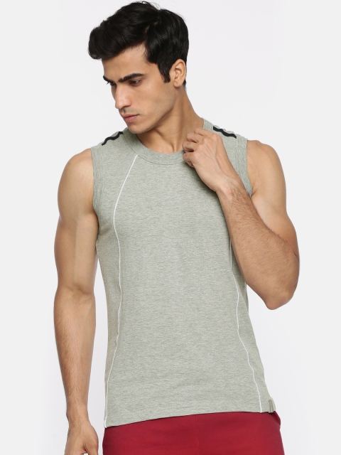 

Park Avenue Men Grey Melange Solid Cotton Gym Vest