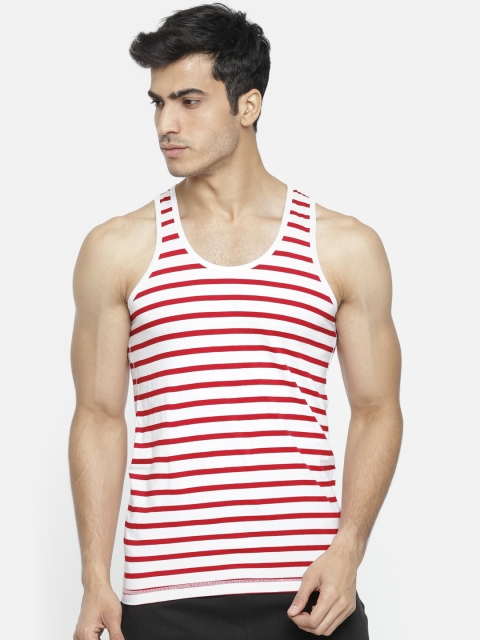 

Park Avenue Men White & Red Striped Innerwear Vest PZVR00031