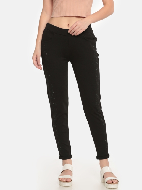 

De Moza Women Black Knit Pant-Treggings
