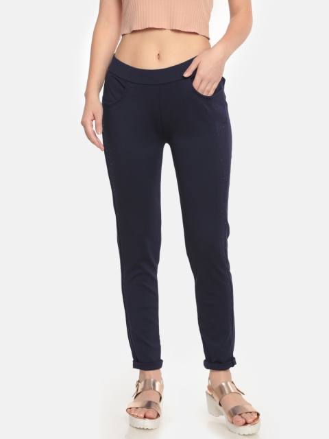 

De Moza Women Navy Blue Knit Pant-Treggings
