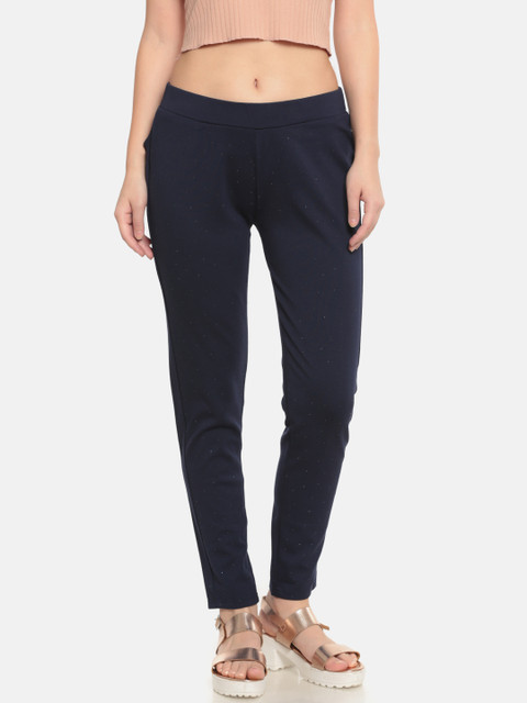 

De Moza Women Navy Blue Knit Pant-Treggings