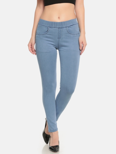 

De Moza Women Blue Denim Knit Pant-Jeggings
