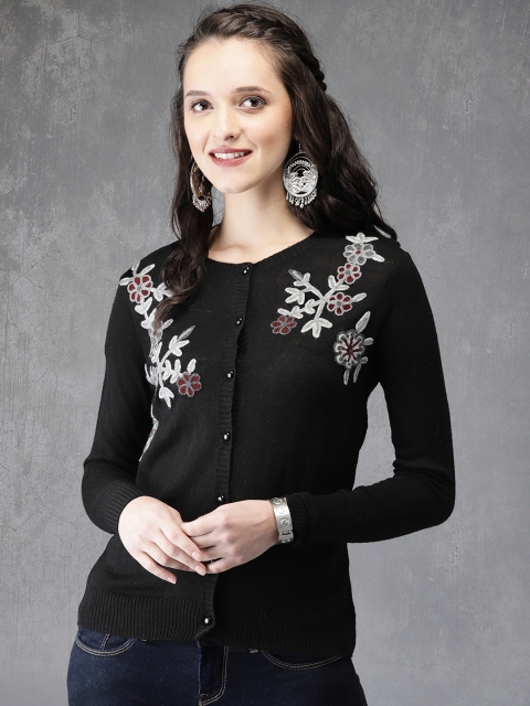 

Anouk Women Black Embroidered Cardigan
