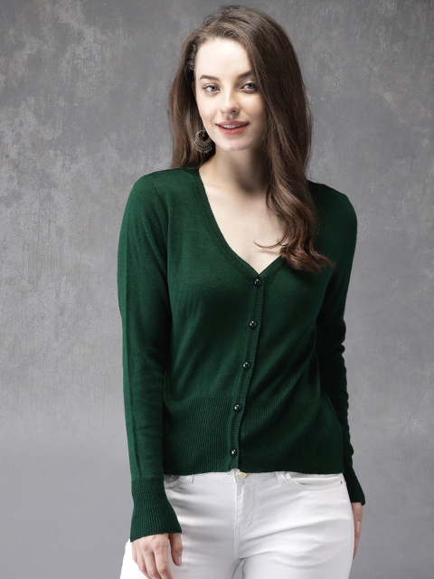 

Anouk Women Green Solid Cardigan